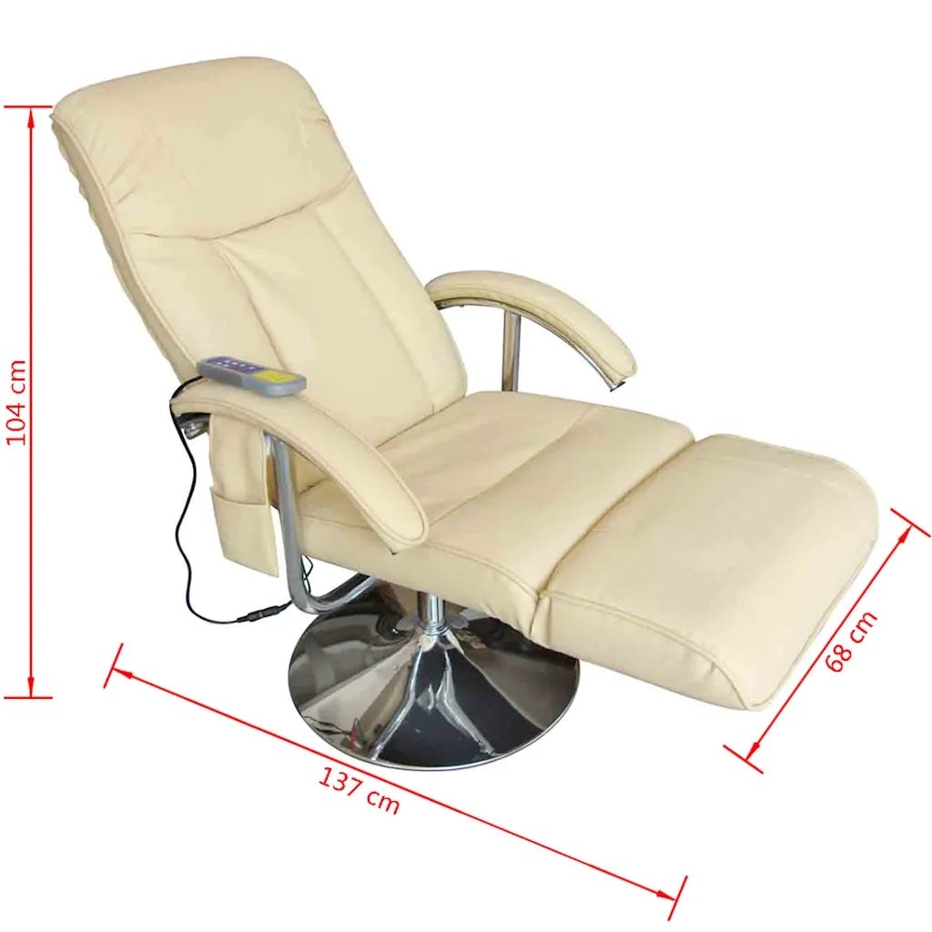 Poltrona Massaggiante Bianco Crema in Similpelle 240065