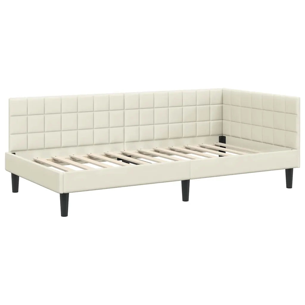 Cornice del letto ad angolo Crema 90 cm x 190 cm Velluto