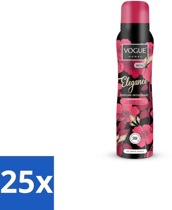 25 x Deodorante Parfumata con Protezione 24 Ore - 150 ml - Deodorante - Parfumata con Protezione 24 Ore - Smalto contro il Sudore - Profumo di Fiore