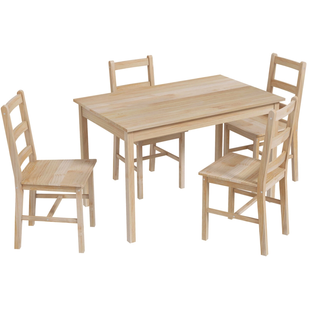 Tavolo con 4 sedie 118x73x75 cm per 4 persone in legno naturale