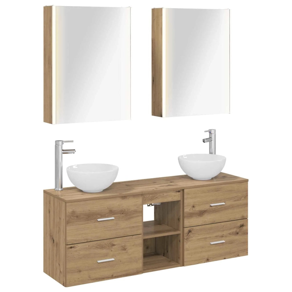 Set di Armadi da Bagno 5 pcs Rovere Artigianale 3406694