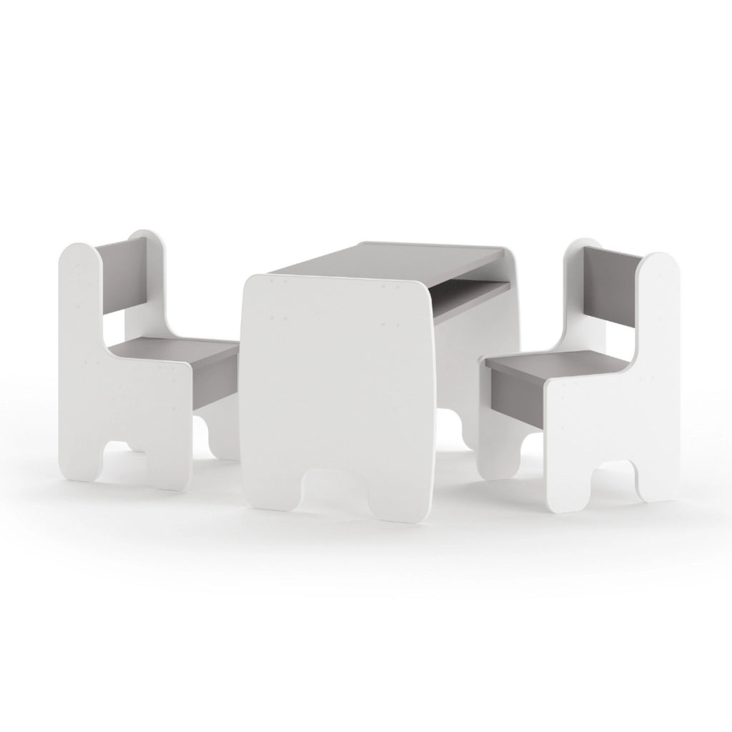 Set bambini TIMI tavolino e due seggiolinе bianco/grigio