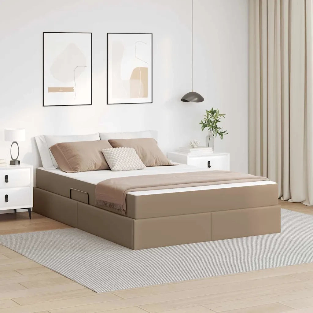 Letto con contenitore e materasso 2 pcs Cappuccino Pelle 3399611