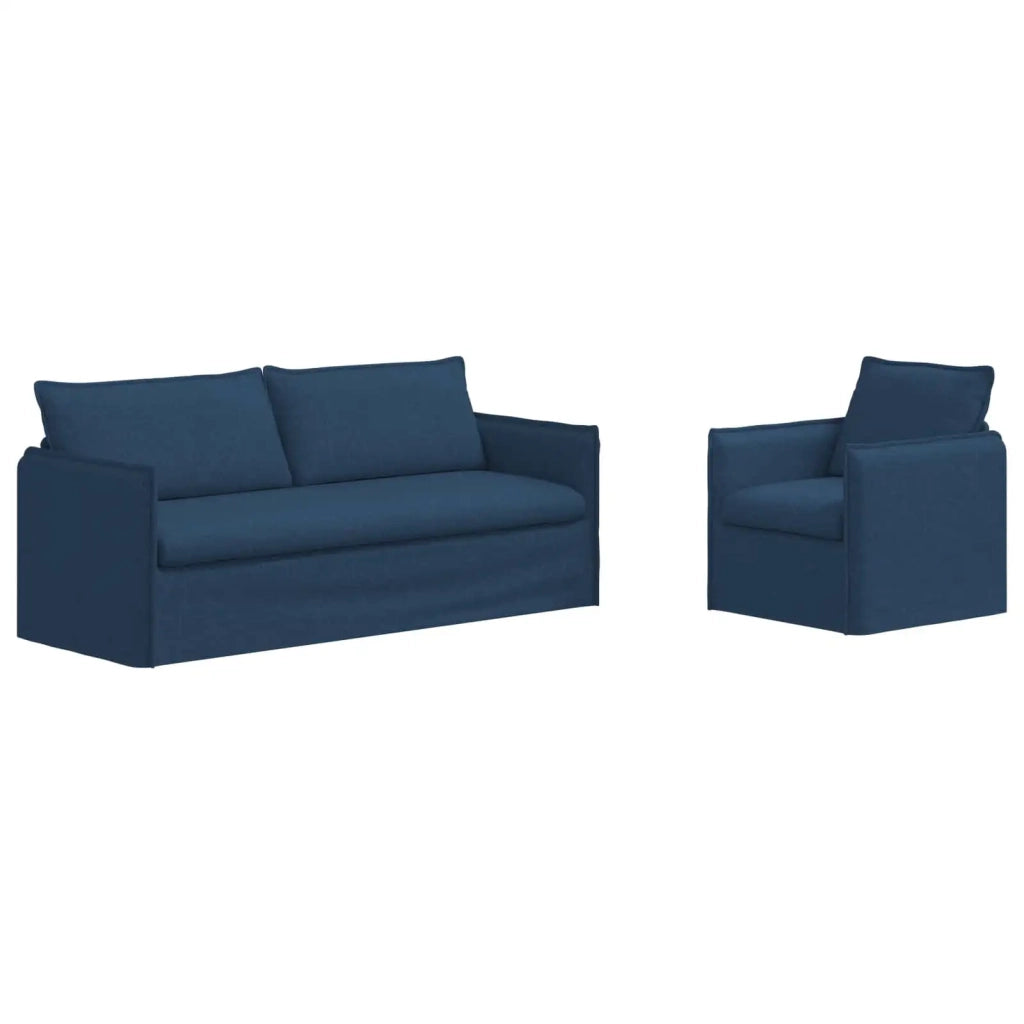 Set di divani 2 pcs Blu 196 x 82 x 85 cm Tessuto
