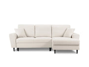 Cosmopolitan Design - Divano convertibile angolare destro con contenitore "Kyoto" 4 posti in bouclé beige 