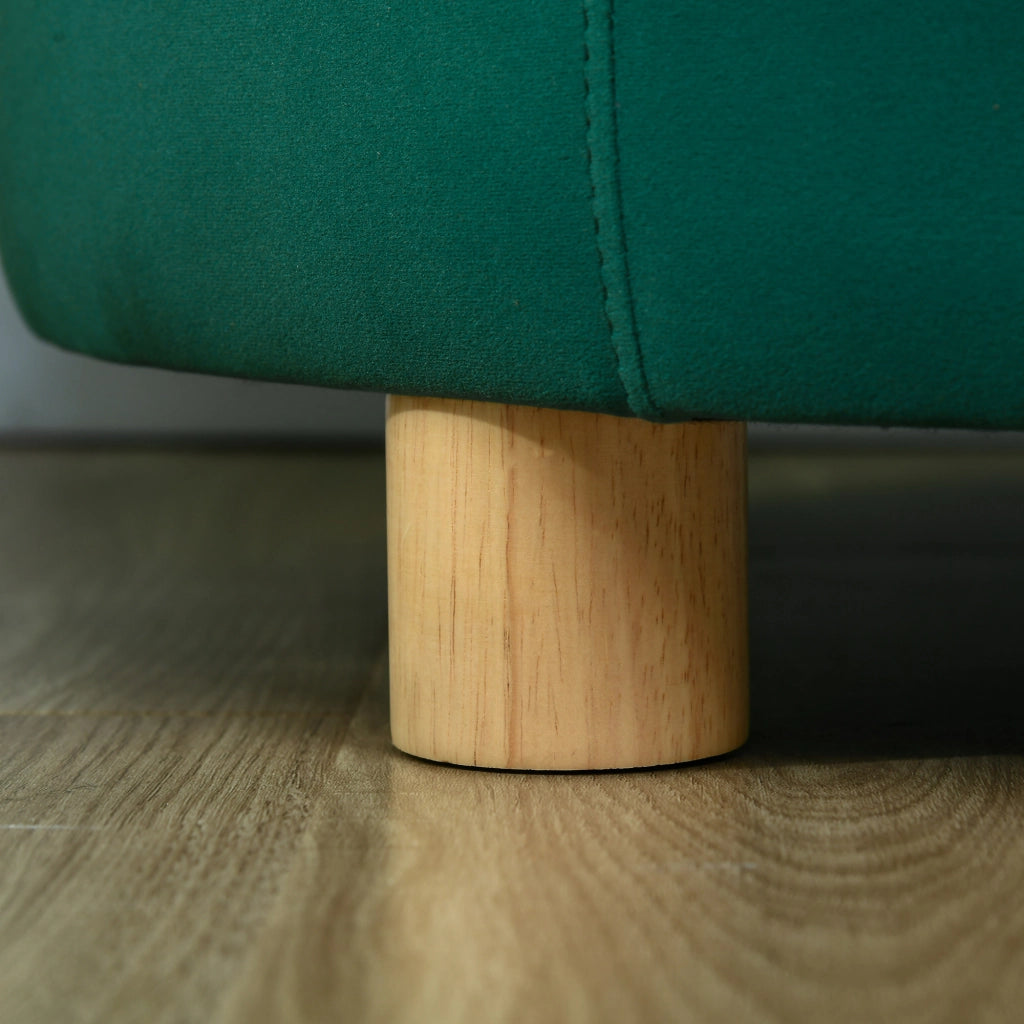 Divanetto per cani e gatti con rivestimento morbido e gambe in legno, 65x64x37 cm, verde