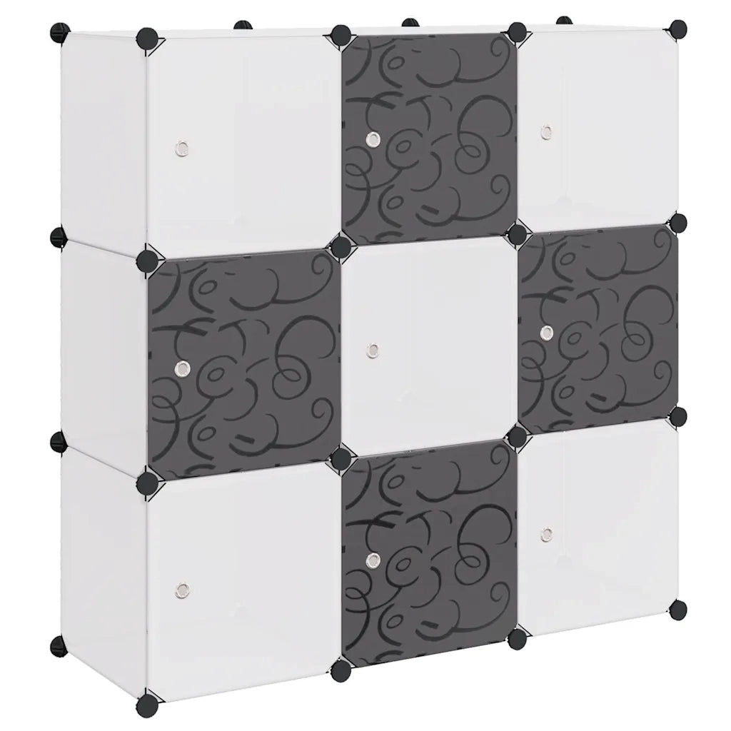 Armadio Salvaspazio a Cubo con 9 Scomparti Bianco e Nero 244924