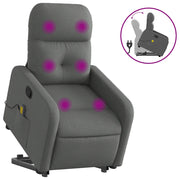Poltrona | Sedia Relax Alzapersona Massaggi Reclinabile Grigio Scuro Tessuto