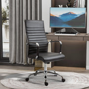 Sedia da ufficio ergonomica con schienale avvolgente altezza regolabile e rotelle in pelle rigenerata nera
