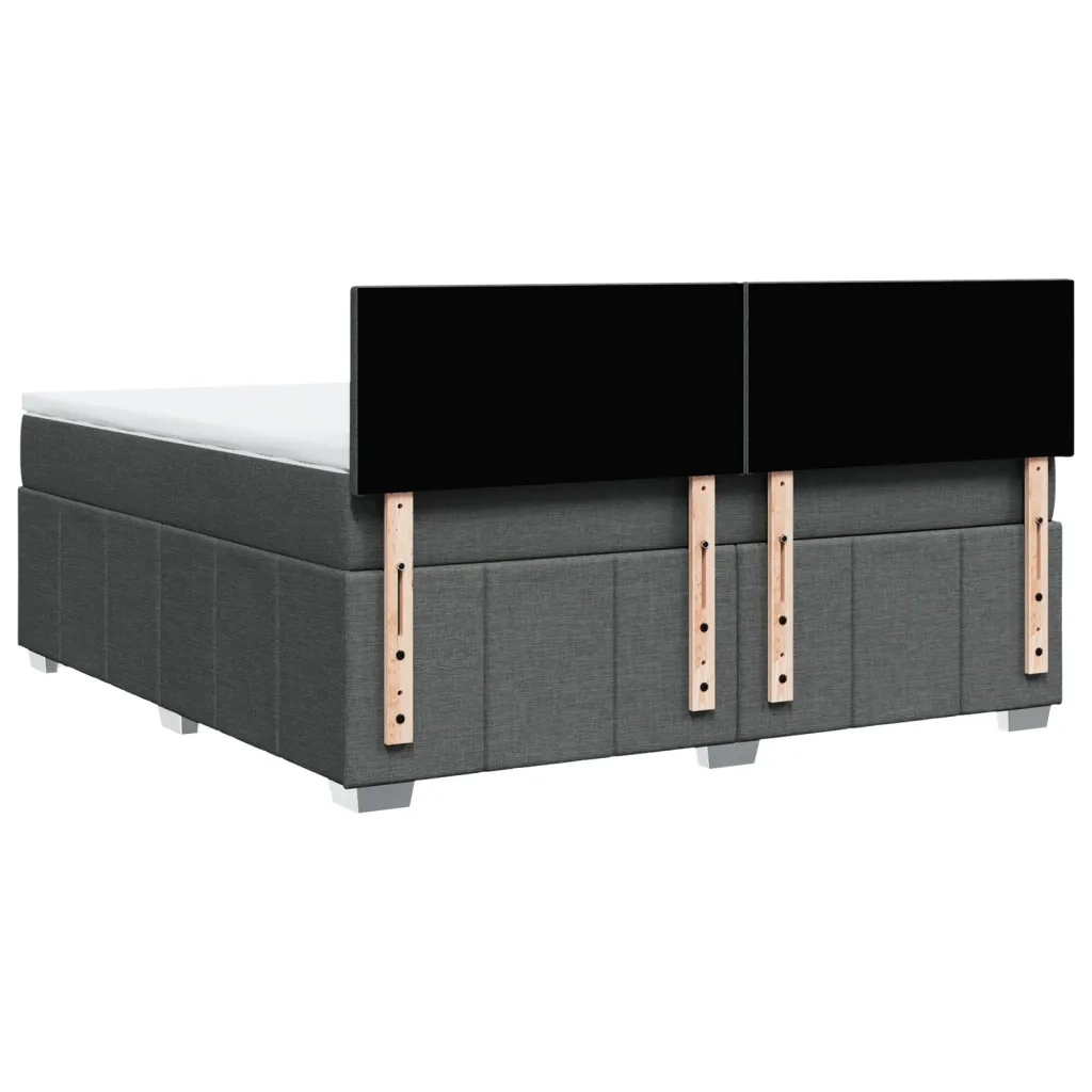Giroletto a Molle con Materasso Grigio Scuro 180x200 cm Tessuto