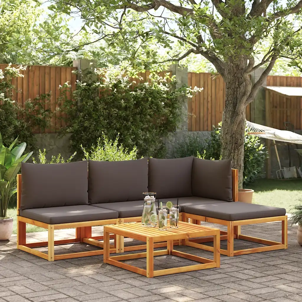 Divano da Giardino Senza Braccioli con Cuscini Massello Acacia