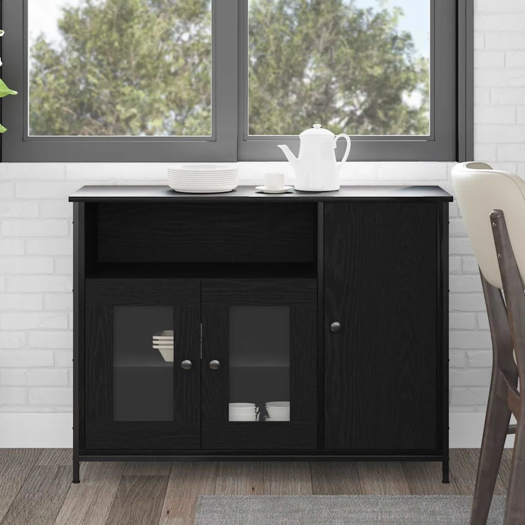 Credenza-Buffet-Armadio da cucina Rovere Nero 100 x 35 x 75 cm