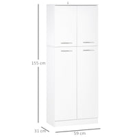 Mobile Dispensa Multiuso 59x31x155 cm in Legno Truciolare Bianco