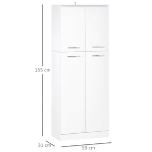 Mobile Dispensa Multiuso 59x31x155 cm in Legno Truciolare Bianco