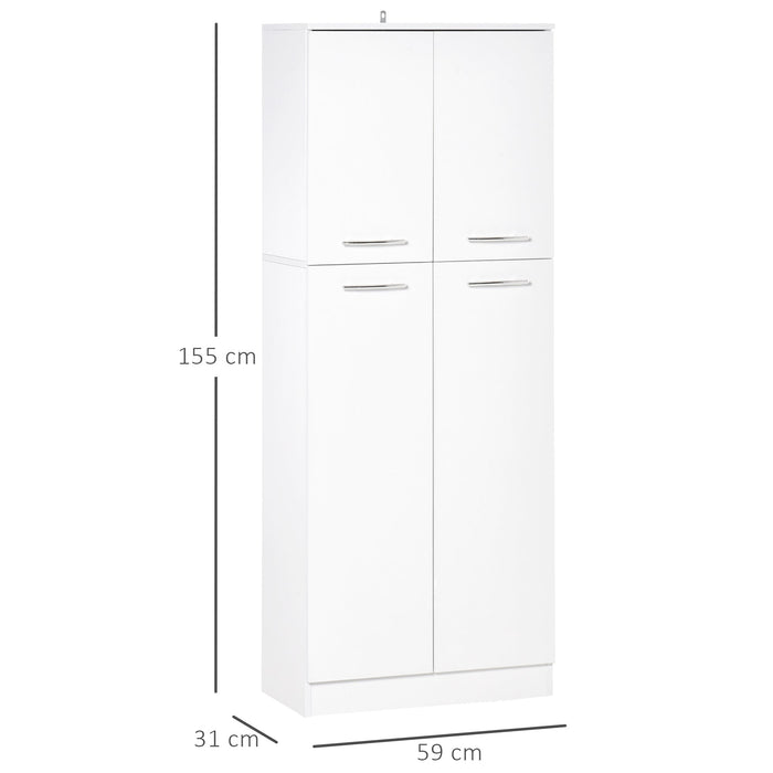 Mobile Dispensa Multiuso 59x31x155 cm in Legno Truciolare Bianco