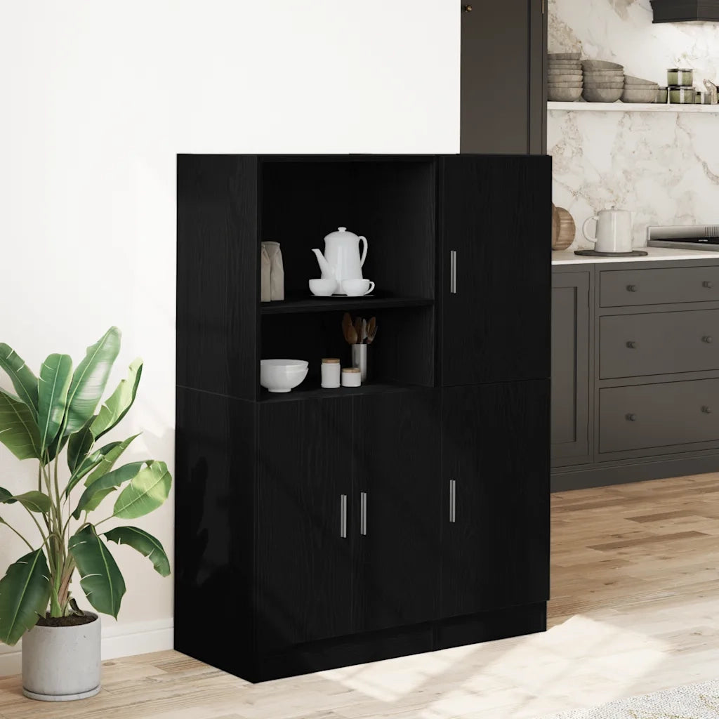 Set di Mobili da Cucina 2 pz-Armadietto Cucina Nero in Truciolato