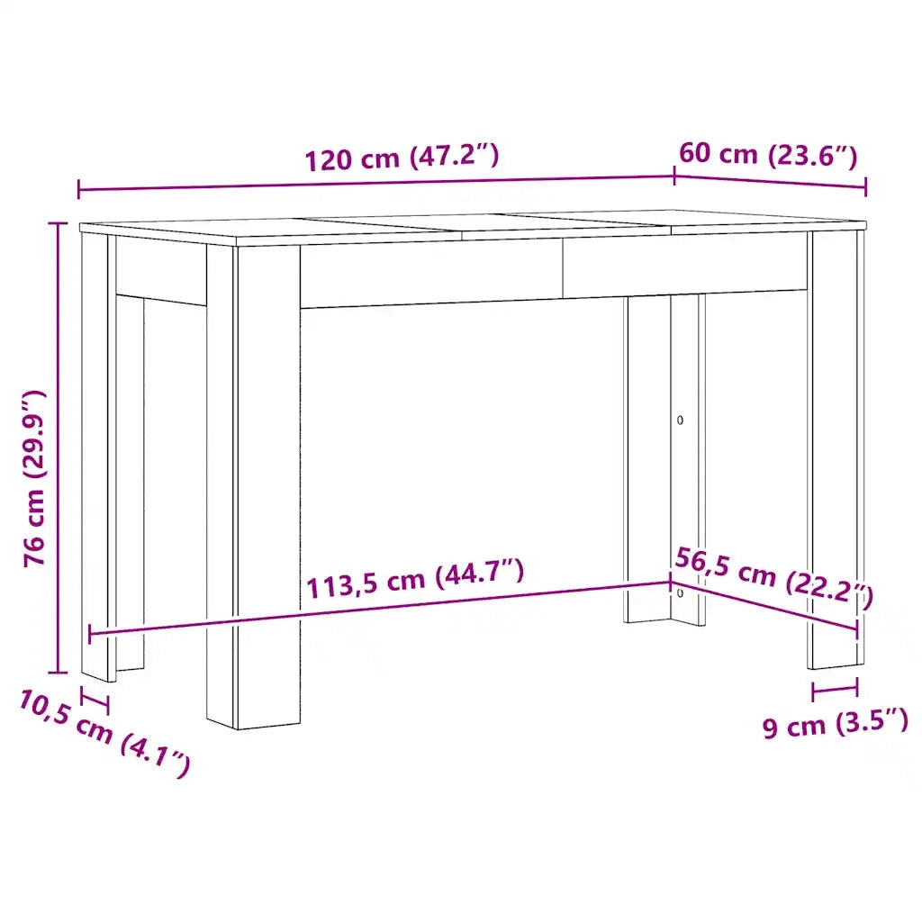Tavolo da Pranzo Rovere Artigianale 120x60x76 cm in Truciolato 855841