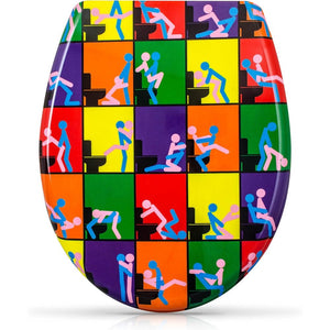 Sedile wc chiusura ammortizzata - motivo kamasutra - copriwater