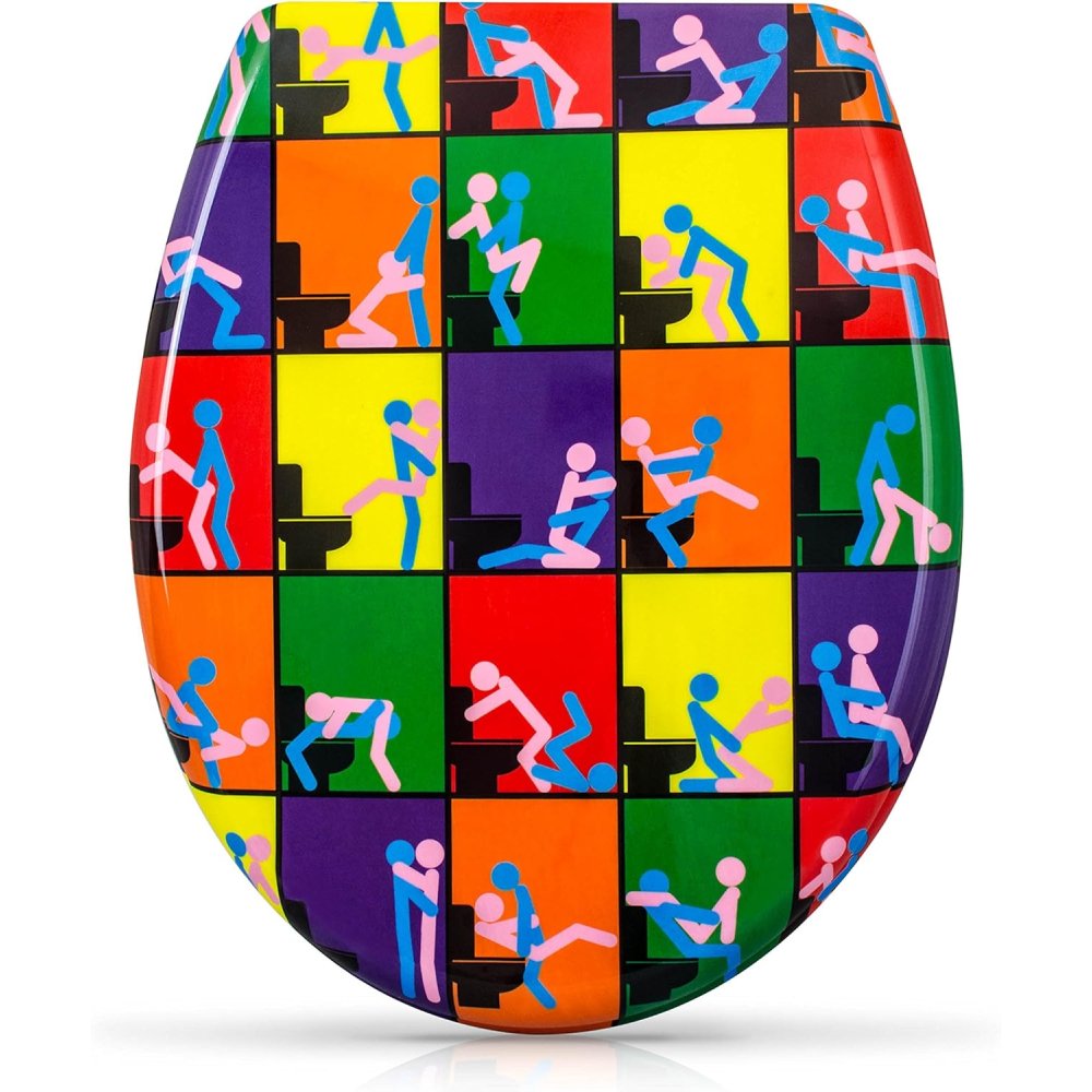 Sedile wc chiusura ammortizzata - motivo kamasutra - copriwater