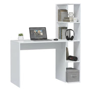 Scrivania Abba, Scrittoio lineare con libreria, Tavolo ufficio multiuso salvaspazio, 110x50h136 cm, Bianco