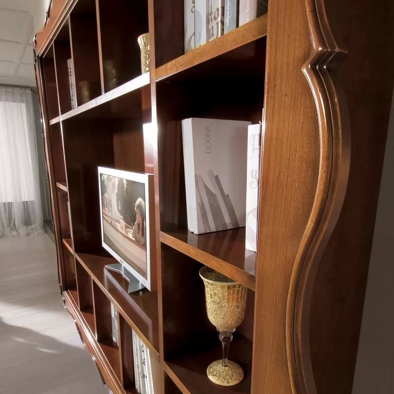 parete porta tv sospesa con cornice 14 vani legno bassano 235x37x192 - Mobili 2G