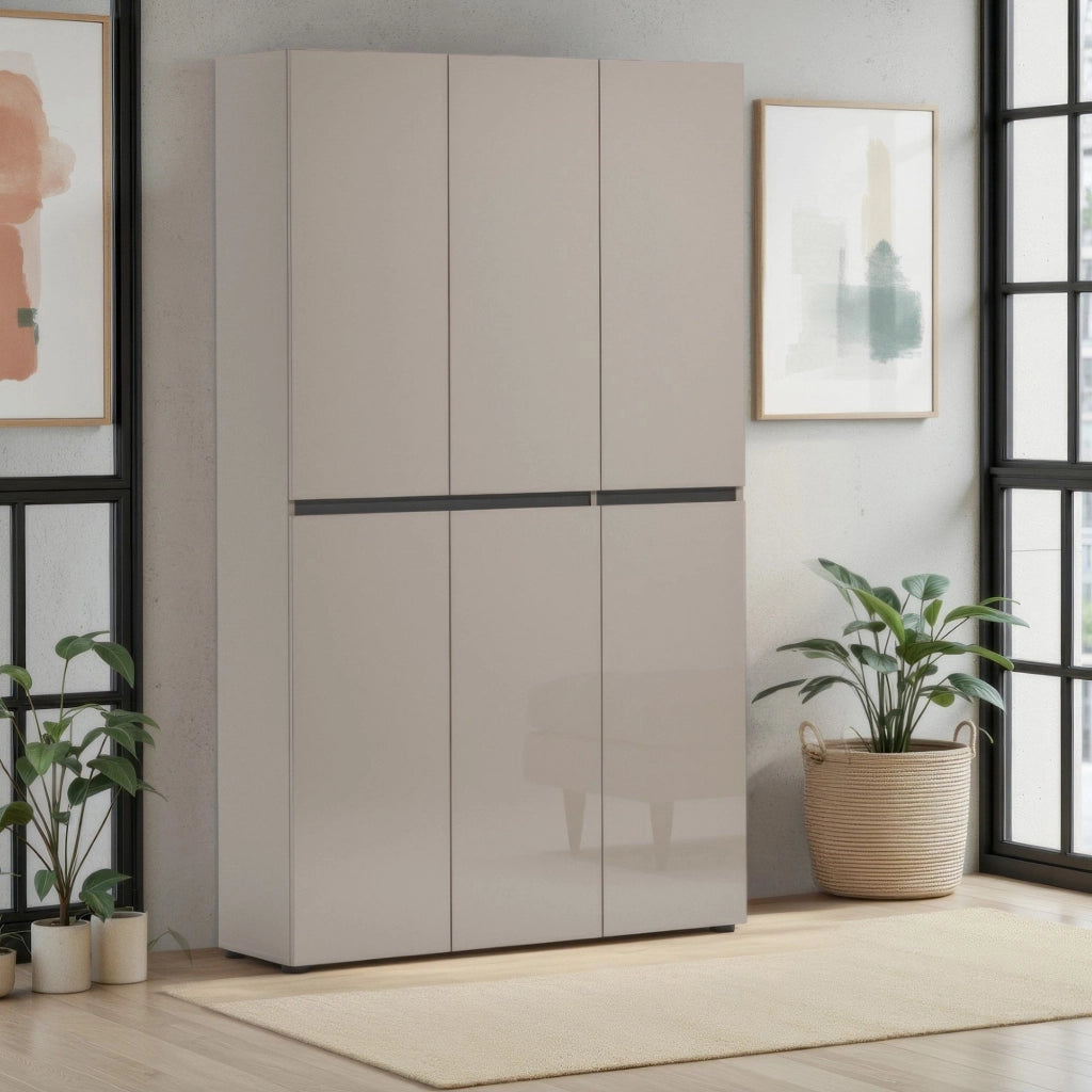Sotto, Armadio Multiuso Grande 20 Ripiani Made in Italy, 120x200h cm Beige