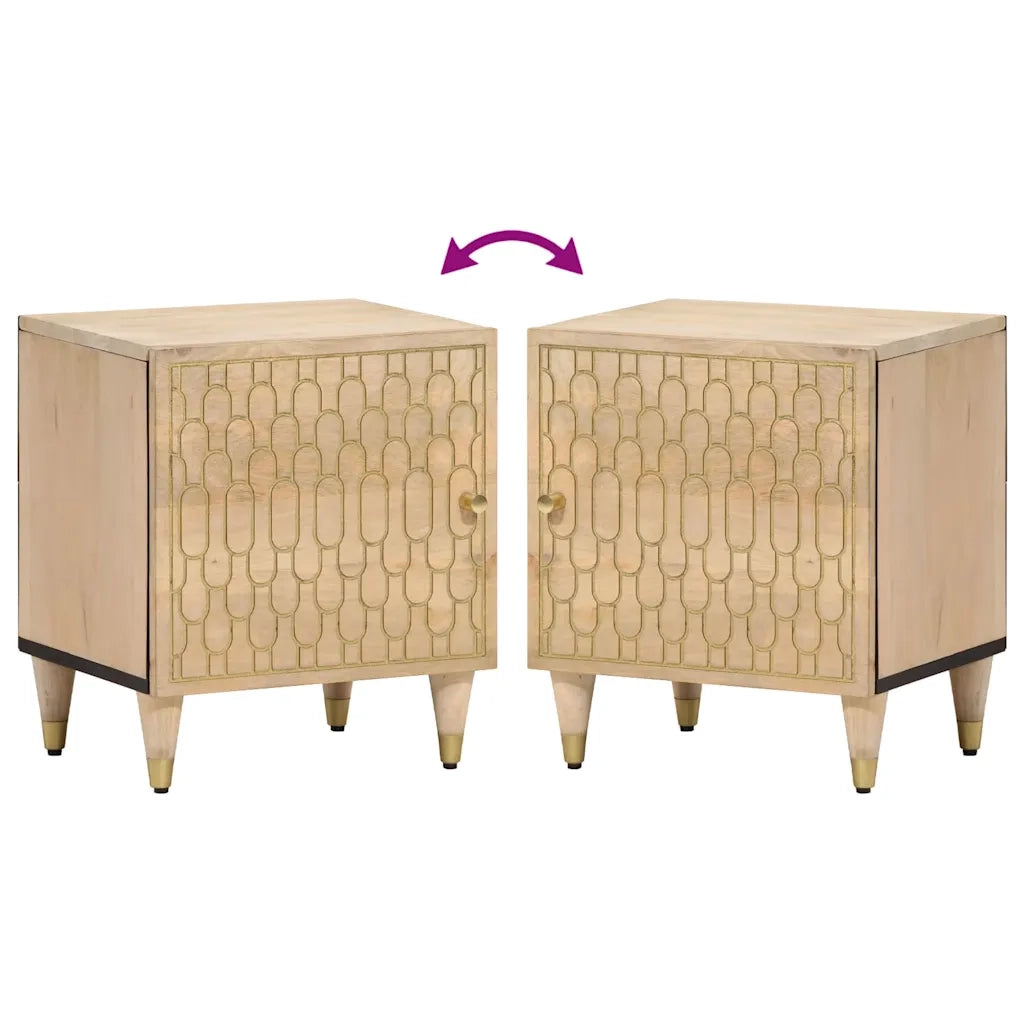 Comodini 2pz 40x33x46 cm in Legno Massello di Mango 358245