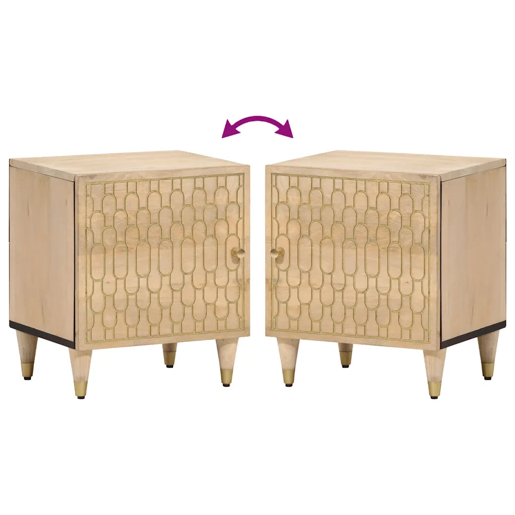 Comodini 2pz 40x33x46 cm in Legno Massello di Mango 358245