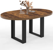 Tavolo da pranzo rotondo allungabile PHOENIX 4-6 persone in legno scuro effetto invecchiato e nero 110-150 cm