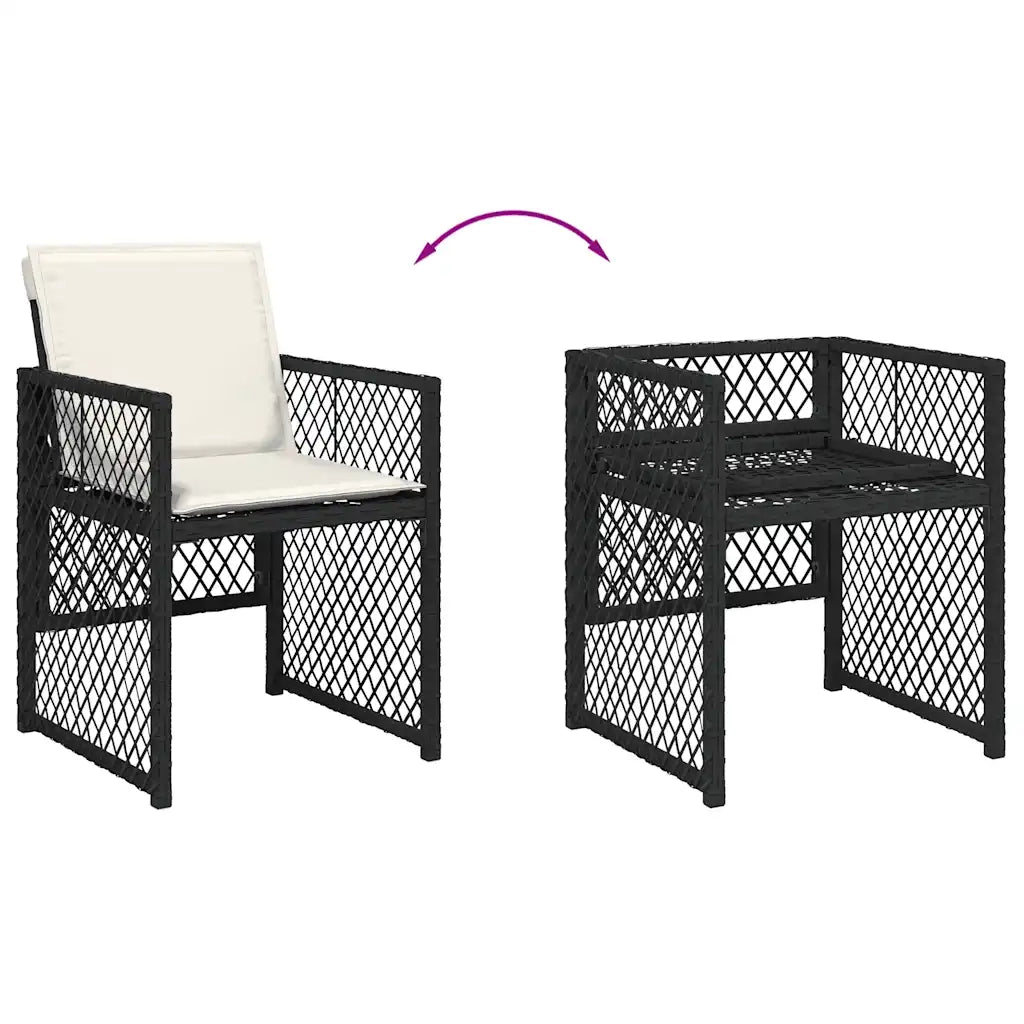 vidaXL Set da Pranzo da Giardino 9 pz con Cuscini Nero in Polyrattan
