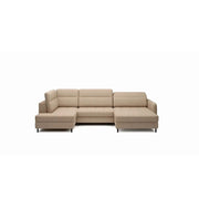 Divano angolare convertibile BERTHO 306 cm marrone chiaro chenille - Angolo destro con contenitore