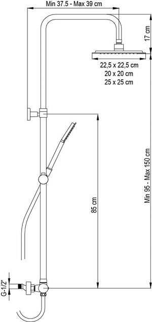 Colonna doccia quadrata completa