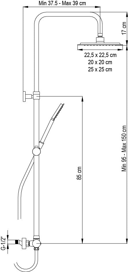 Colonna doccia quadrata completa