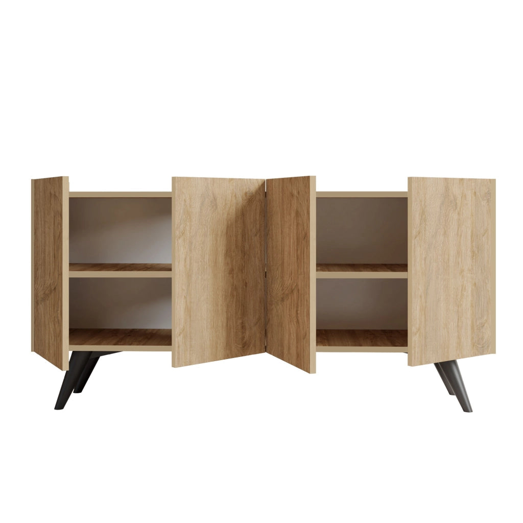 Credenza in legno "Pekin" - 150 x 40 x 76 cm - Marrone