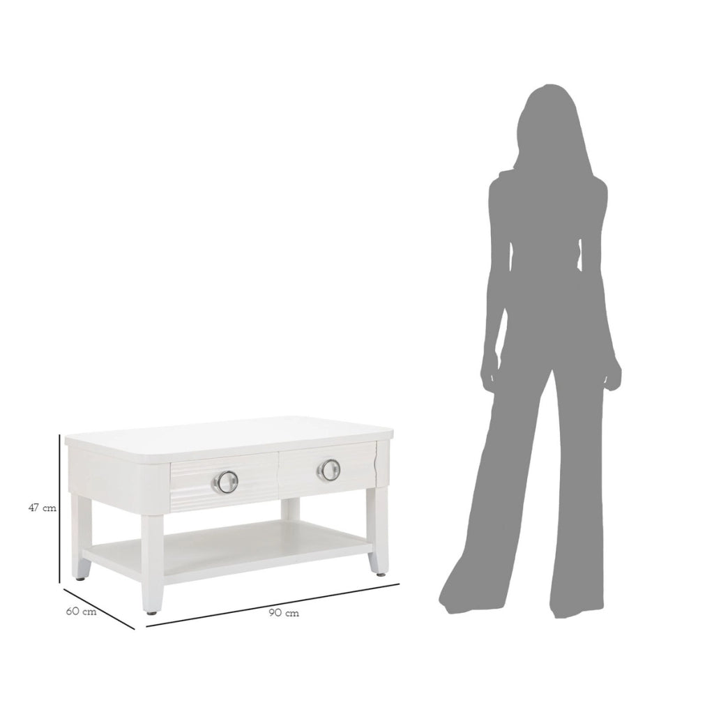 Tavolino VKH516, Bianco, Legno, 90x60x47 cm