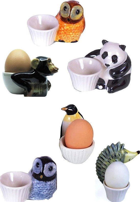 Ensemble di ciotole per uova in ceramica 6 pezzi - mondo animale di campagna