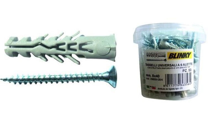 Blinky Tasselli 6-Alette Secchio 150 Pezzi con Vite 5mm