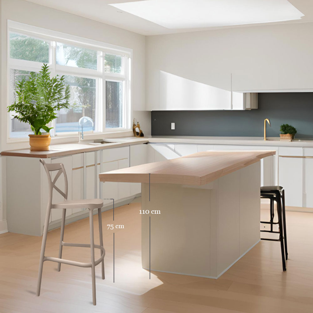 Sgabello alto da bar in plastica polipropilene marrone chiaro sprint h 75 cm