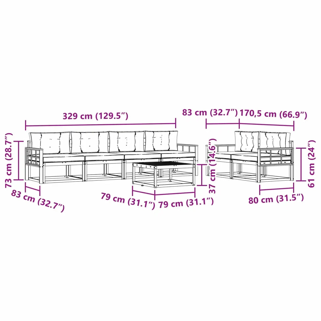 Set di divani da esterno 6 pz Bianco e Beige 3386107