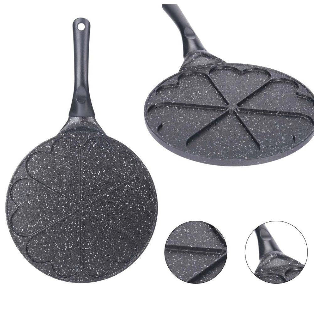 Trade Shop - Padella Antiaderente Per Pancake A 6 Fori Forma Cuore Accessori Per Cucinare -