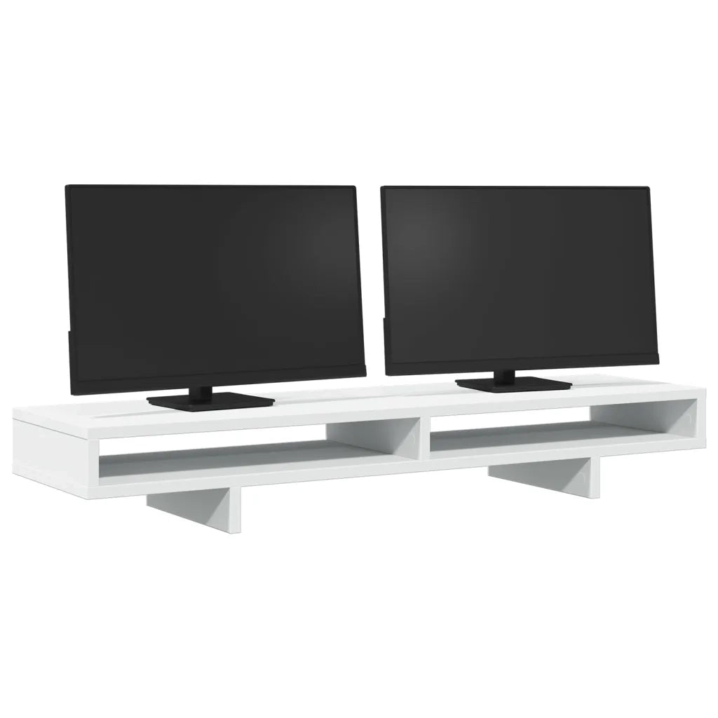 Supporto per Monitor Bianco 100x27x15 cm Legno Massello di Pino 854751