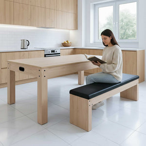 Tavolo Multigioco 7-in-1 213 cm (7ft) Beige con Panca Contenitore