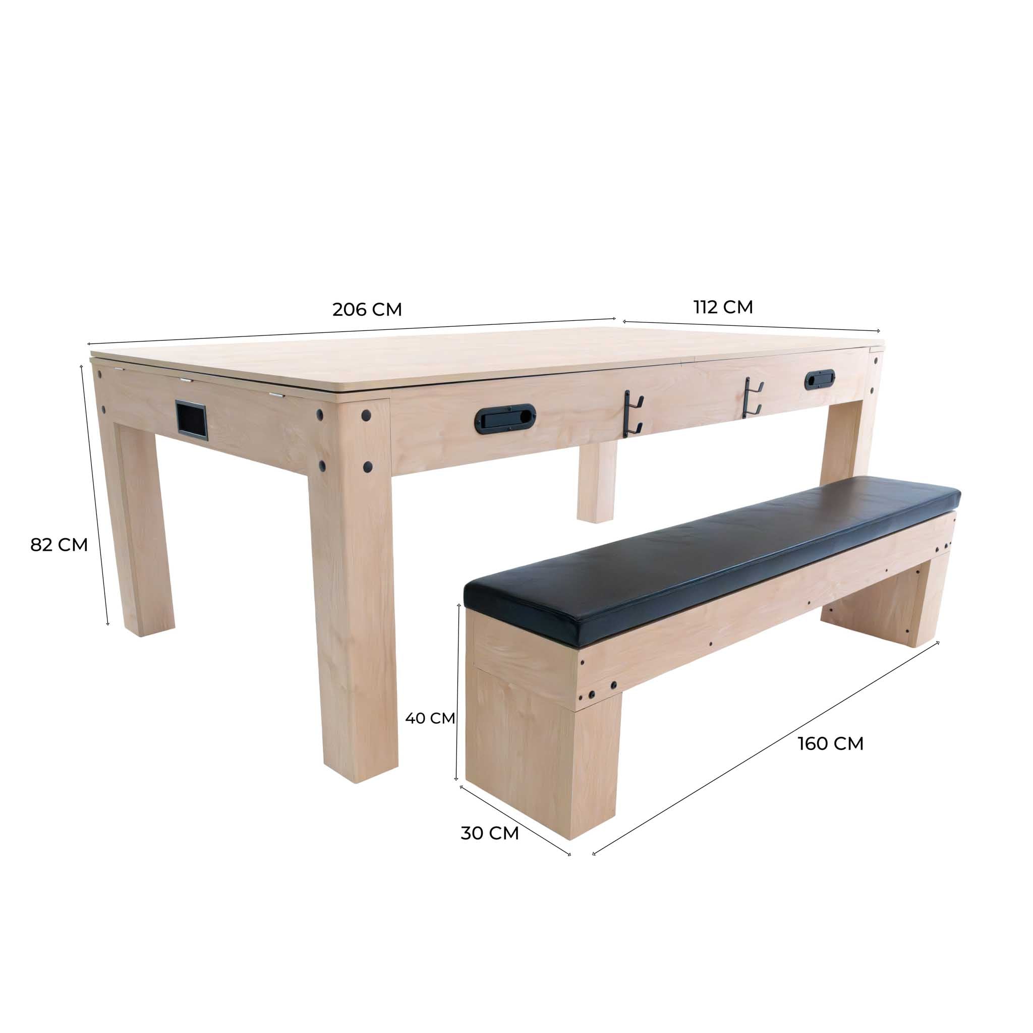 Tavolo Multigioco 7-in-1 213 cm (7ft) Beige con Panca Contenitore