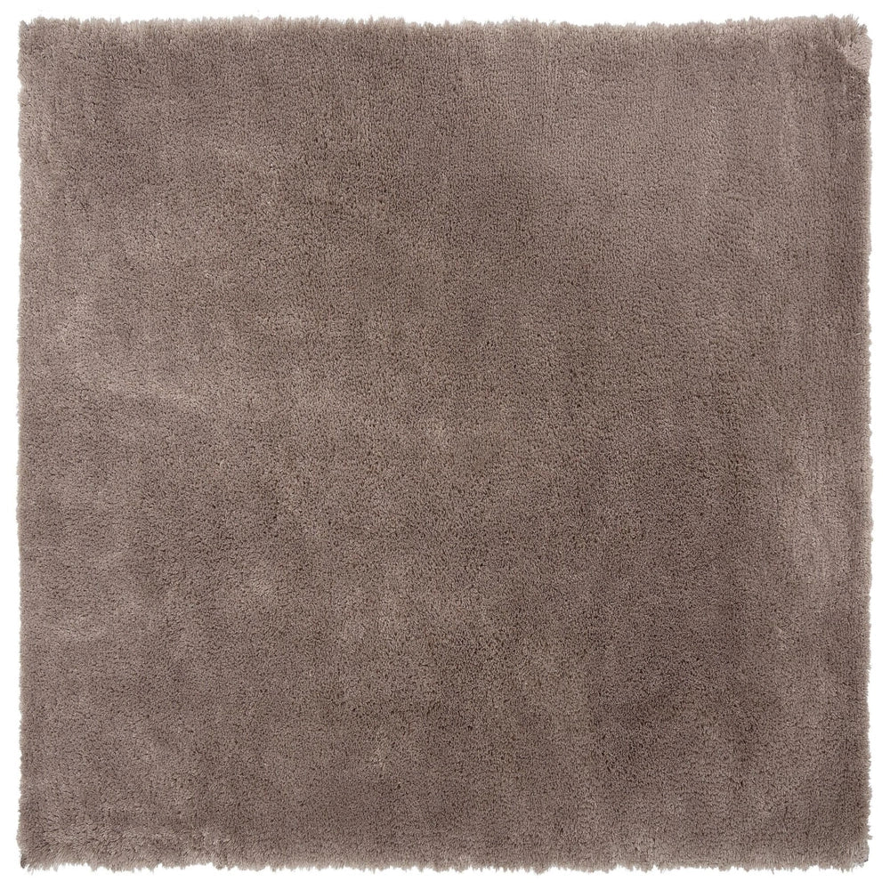 Tappeto Shaggy in cotone marrone chiaro in misto poliestere 200 x 200 cm soffice pelo denso