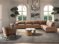 Tavolino rotondo in marmo porcellanato e acciaio color bronzo