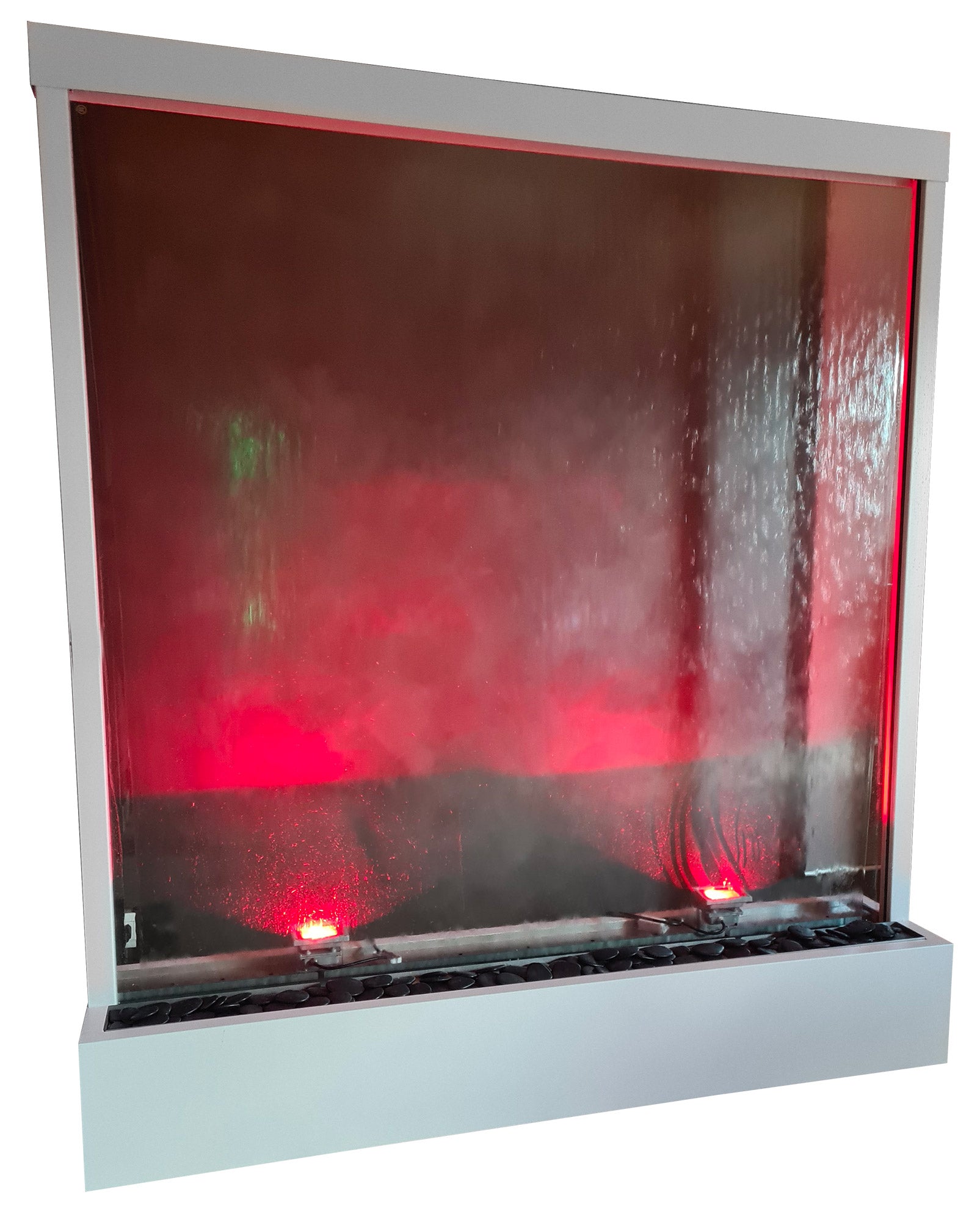 Cascata a Finestra Verticale 180x200x36 cm con Faretti in Acciaio Bianca