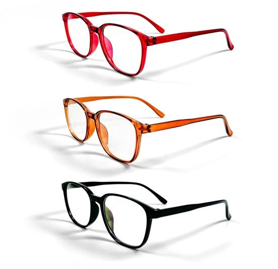 Sole da Uomo in Tre Pezzi - Nero/Bruno/Rosso - Incredibile Qualità di Kunststof - Comfortevole Comfort di Portata - Occhiali da Sole di Moda senza Correzione - Sole da Uomo