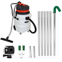 Kit aspiratore 90L + aste 7,2m + telecamera 4K per grondaie lunga portata