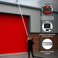 Kit aspiratore 90L + aste 7,2m + telecamera 4K per grondaie lunga portata