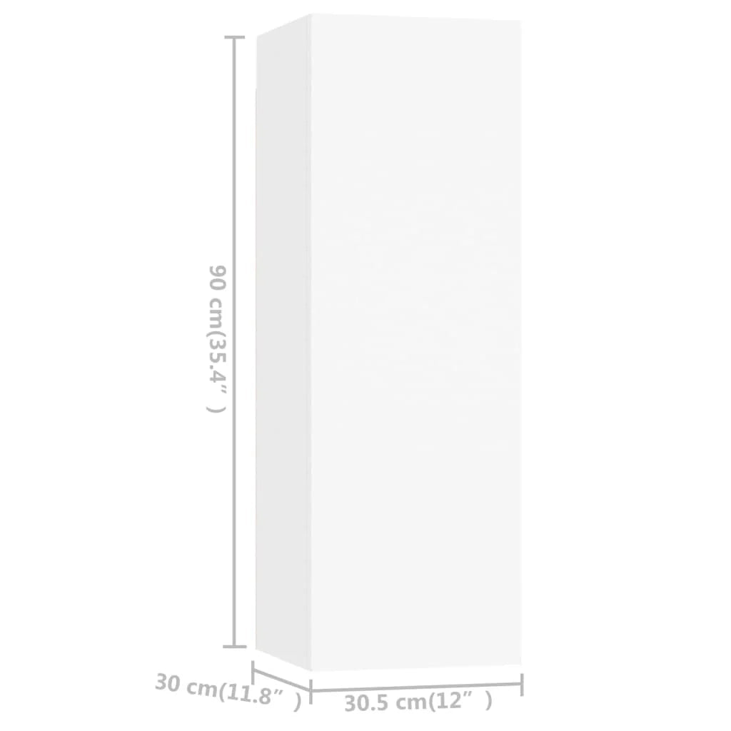 Set di mobili mobile credenza TV televisione soggiorno camera da letto soggiorno 4 pezzi pannelli in MDF bianco 02_0024679